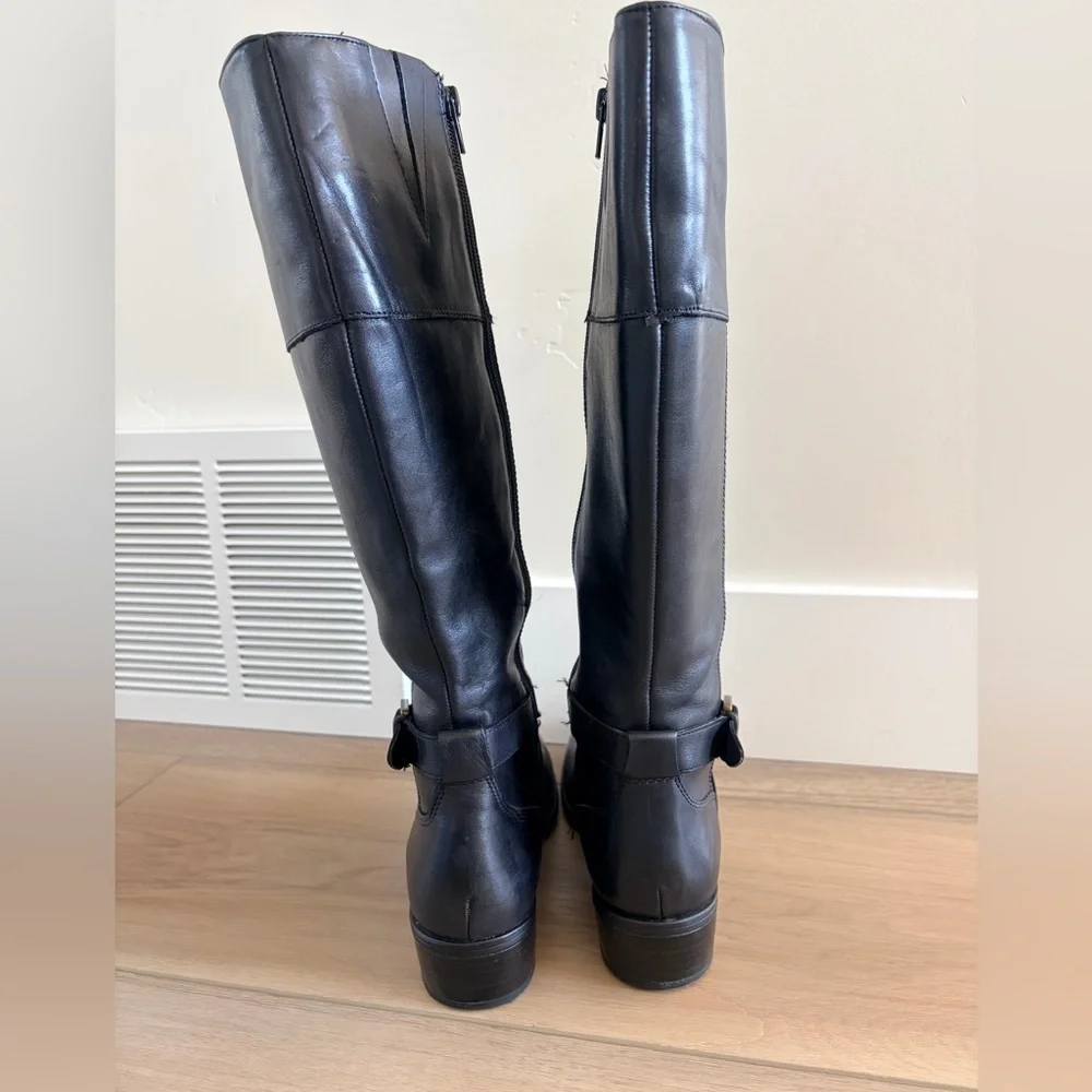 Lauren Ralph Lauren Maryann Black Leather Riding Boots